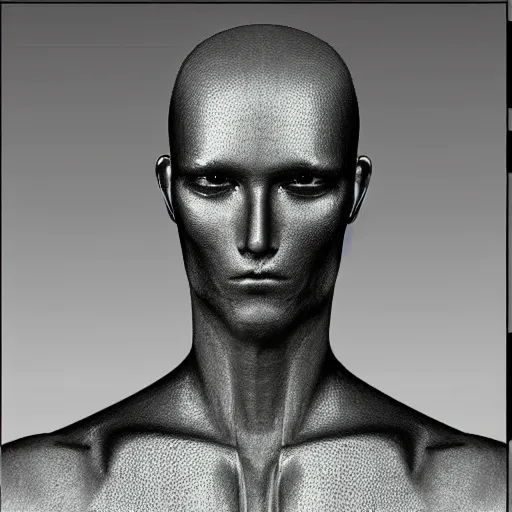 Image similar to “a realistic detailed photo of a guy who is an attractive humanoid who is half robot and half humanoid, who is a male android, Andres Lee, shiny skin, posing like a statue, blank stare”