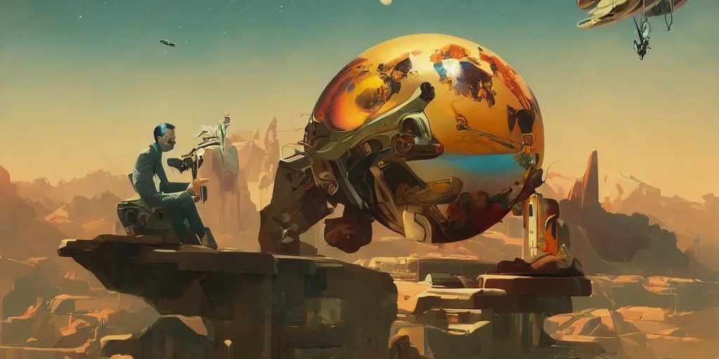 Image similar to beautiful painting of Eldorado Planet, by Sergey Kolesov, tristan eaton, Tom Bagshaw. trending on Artstation, 8k, masterpiece, graffiti paint, dishonored, fine detail, full of color, intricate detail, golden ratio illustration, illustrative story telling