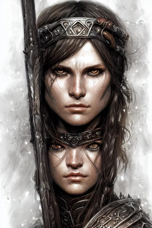 Image similar to portrait of a barbarian, female, high fantasy, dnd, face details, extremely detailed, smooth, sharp focus, digital illustration, by luis royo, magali villeneuve, donato giancola, wlop, krenz cushart, artgerm