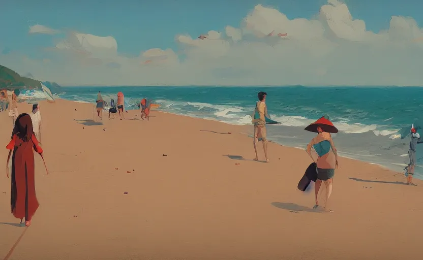 Image similar to a day at the beach by atey ghailan