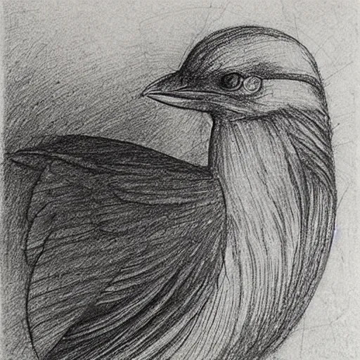 Prompt: pencil sketch of a bird by Leonardo Da Vinci, detailed