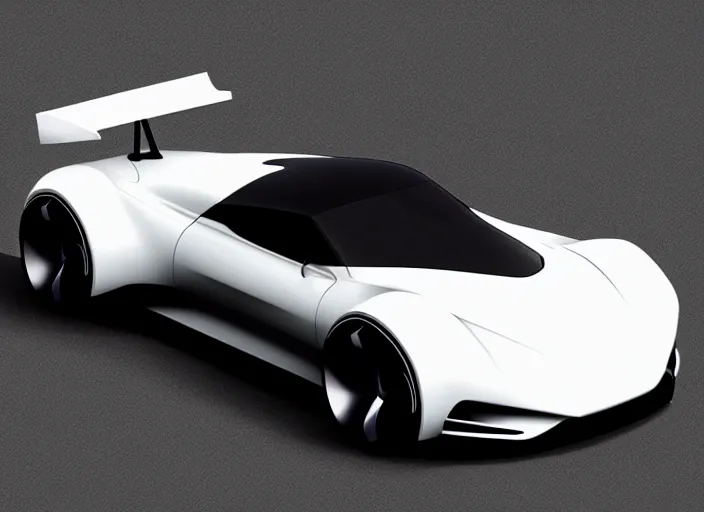 Prompt: a sports car design based on nissan sports cars, concept car, car design, symmetry, by ash thorp