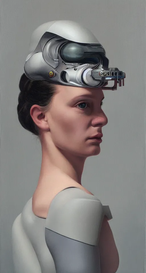 Prompt: a portrait of a cyborg in a scenic environment by mary jane ansell