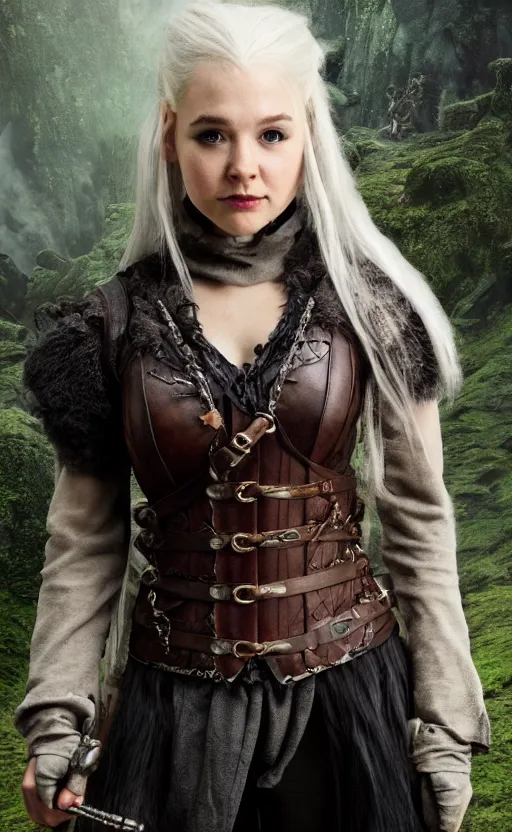 Image similar to epic fantasy d & d hobbit rogue, halfling, hobbit, female, black leather corset, cinematic, beautiful lighting, realistic, action, epic