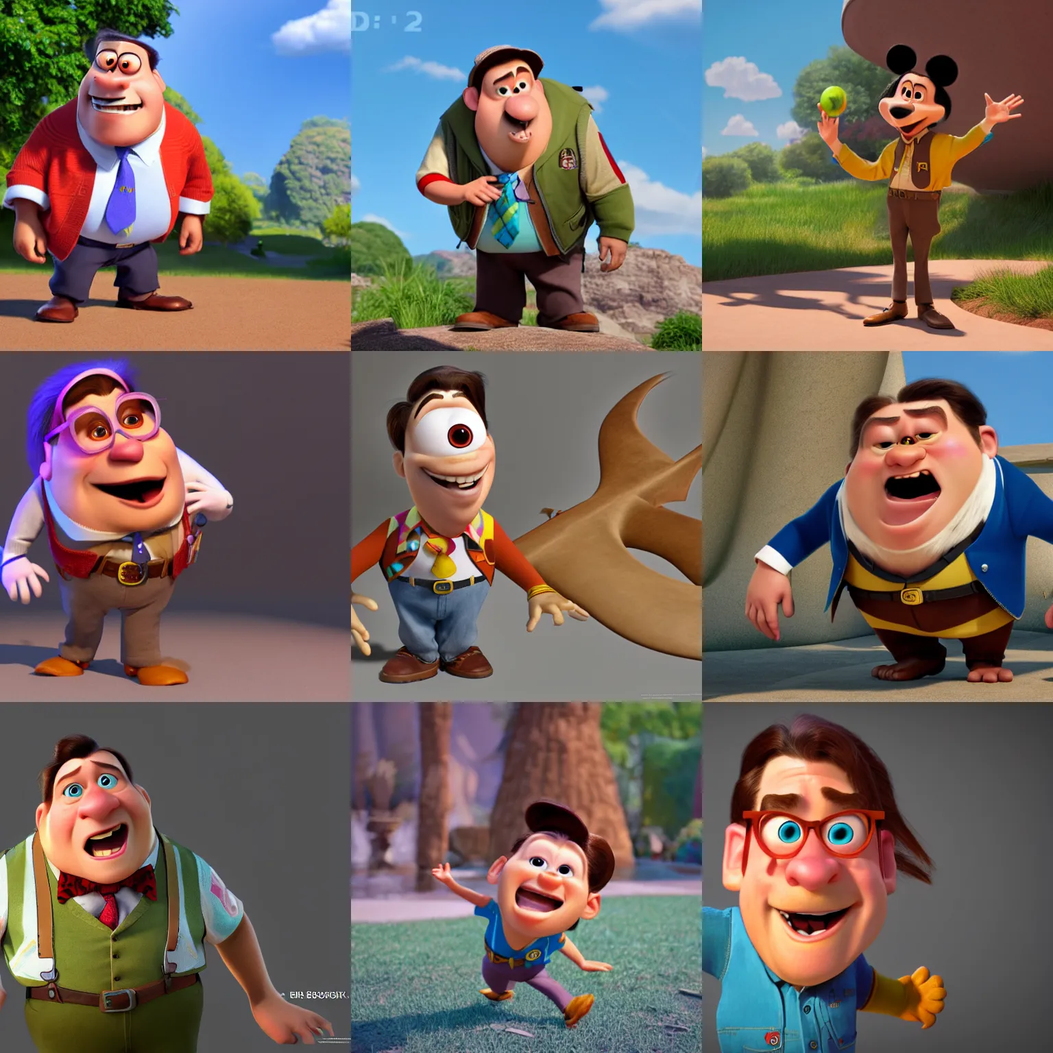 Prompt: ed booni as a pixar disney character from up ( 2 0 0 9 ), unreal engine, octane render, 3 d render, photorealistic