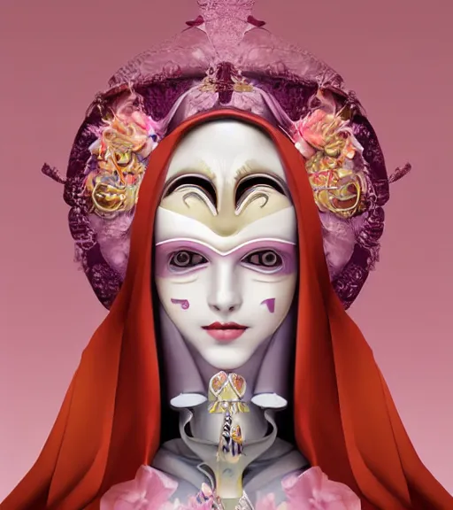 Prompt: beautiful female character inspired by venice carnival, kuruminha and nun | | digital artwork made by greg rutswork, anna dittmann and lois van barlee, symmetrical, anatomically correct