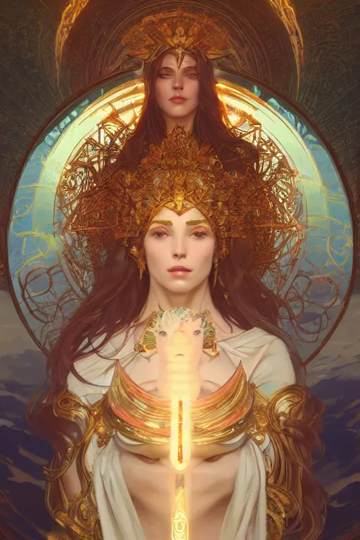 Prompt: goddess of all the goddesses from every place ever, highly detailed, digital painting, artstation, concept art, smooth, sharp focus, illustration, Unreal Engine 5, 8K, art by Ross Tran and greg rutkowski and alphonse Mucha