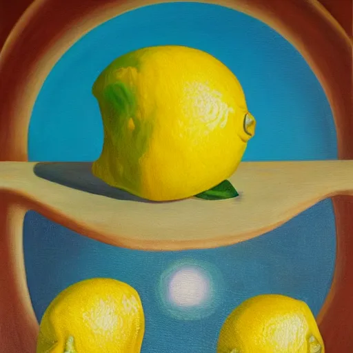 Image similar to lemon fears, oil on canvas, surrealism