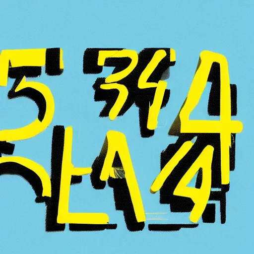 Prompt: yellow text with a black outline that says the number 5 4 %, light blue background