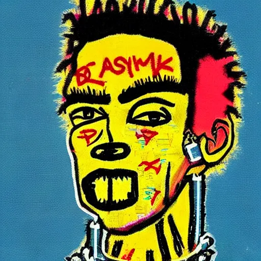 Image similar to “ crypto punk in the style of basquiat ”