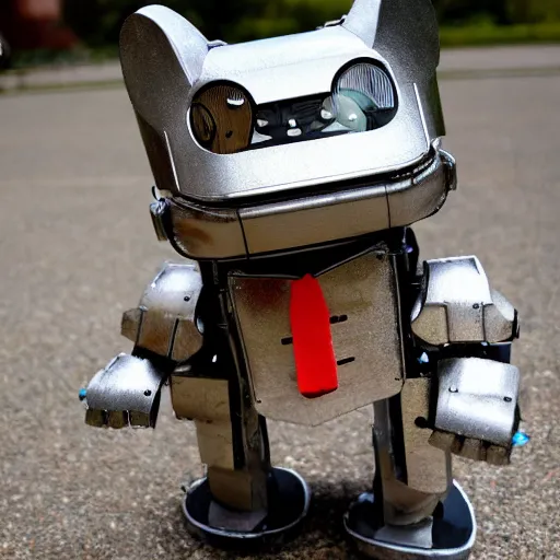 Prompt: Huckle Cat in robot armor