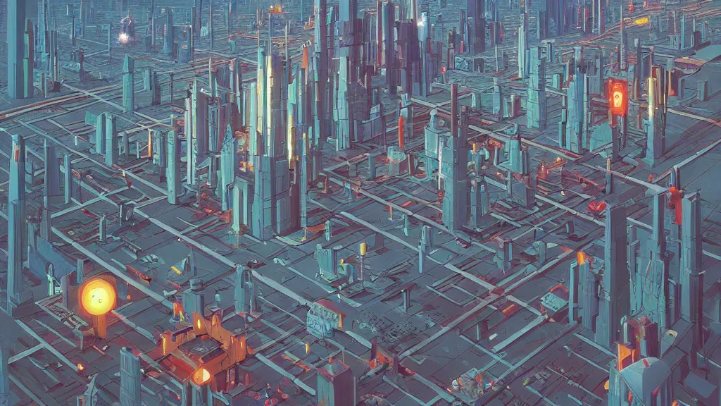 Prompt: sci fi city, 3 point perspective, by simon stålenhag and Michael Whelan, high contrast, cinematic