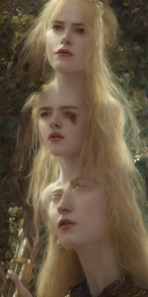 Image similar to lolita nicole kidman, beautiful fantasy maiden, dungeons and dragons, masterpiece by edgar maxence and ross tran and michael whelan, gustav dore, 8 k, octane render