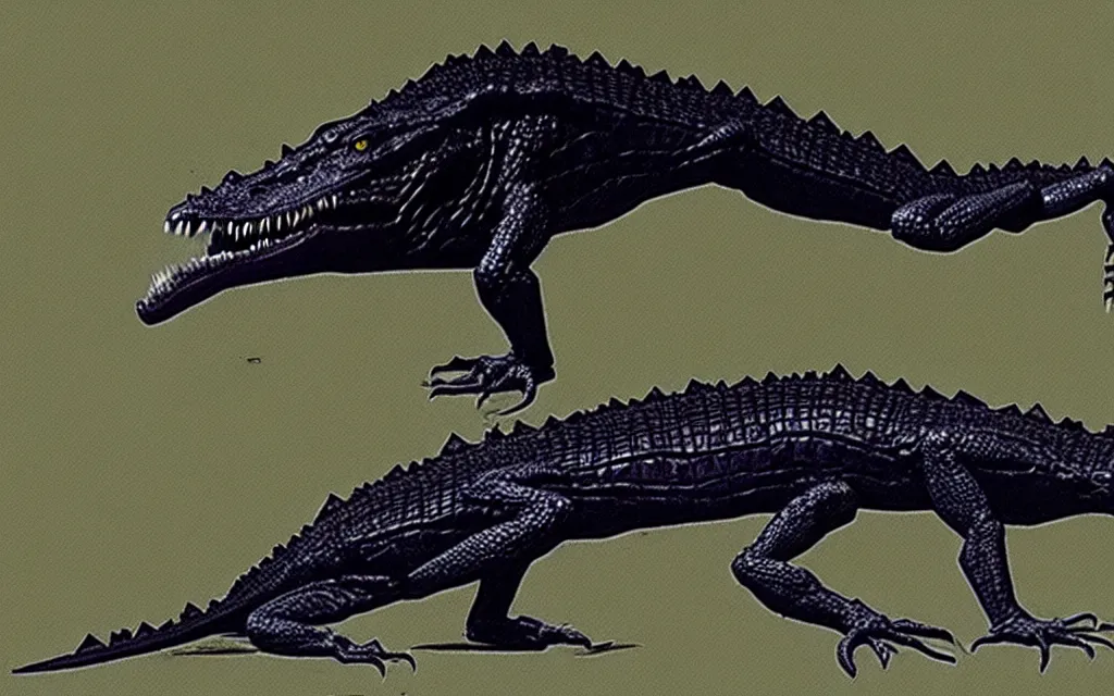 Prompt: Photomorph that fuses a crocodile with a crow, realistic anatomy