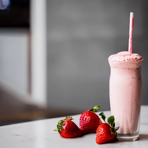 Image similar to strawberry milkshake, bar menu, canon eos r 3, f / 1. 4, iso 2 0 0, 1 / 1 6 0 s, 8 k, raw, unedited, symmetrical balance, in - frame