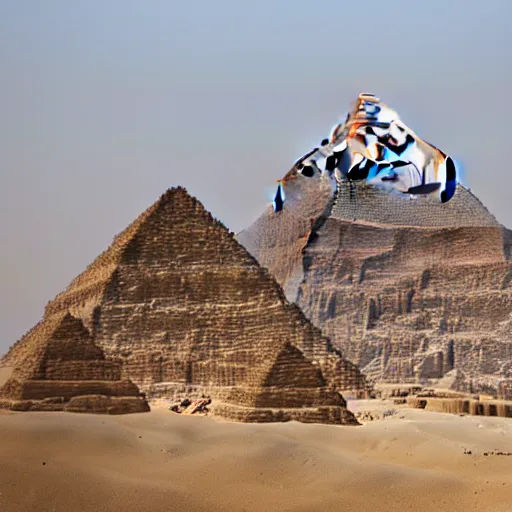 Prompt: a photograph of the great pyramid of giza in the middle of construction, dslr high resolution