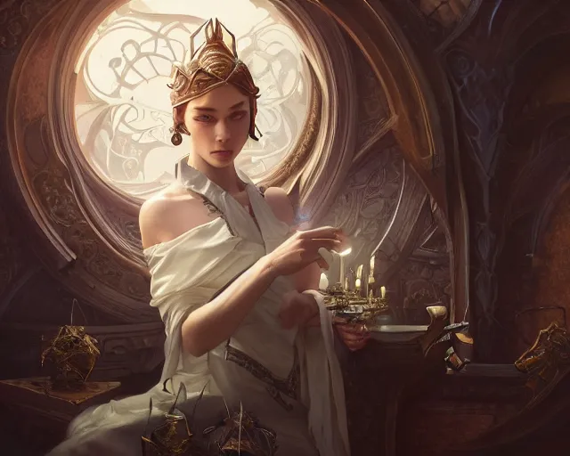 Image similar to photography of georg jensen, deep focus, d & d and mtg, fantasy, intricate, elegant, highly detailed, digital painting, artstation, concept art, matte, sharp focus, illustration, hearthstone, art by artgerm and greg rutkowski and alphonse mucha