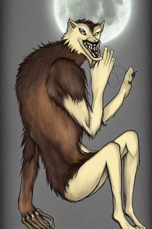 Image similar to a werewolf, fursona!!!!, by kawacy, trending on furaffinity, full body, furry art