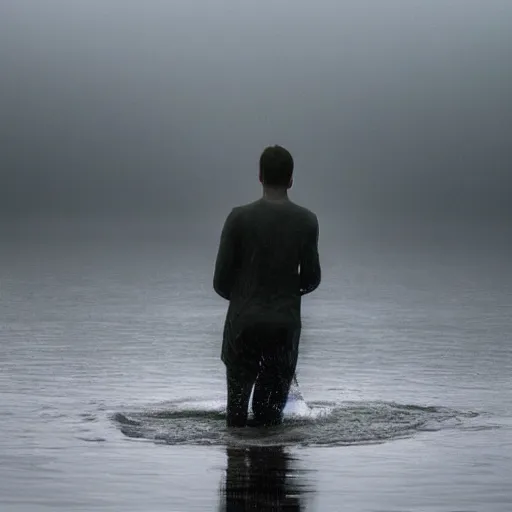 Prompt: pale skin, dark water, foggy water, dark, dramatic, terrifying, cinematic still, realistic.