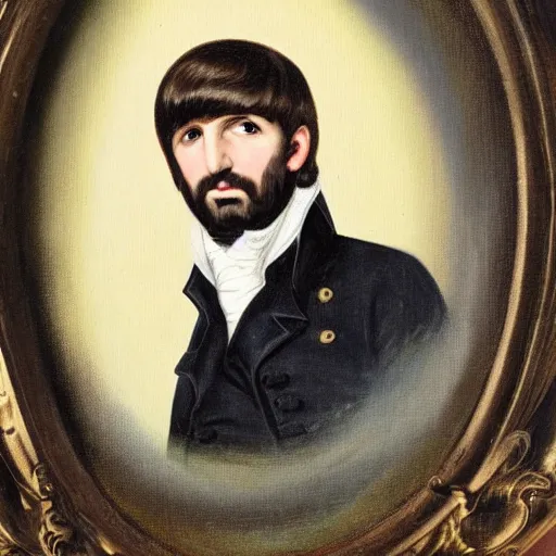 Prompt: regency era painting of a young beardless moptop ringo starr