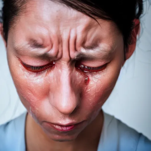 Prompt: first - person photograph of a crying woman, 4 k, professional photography