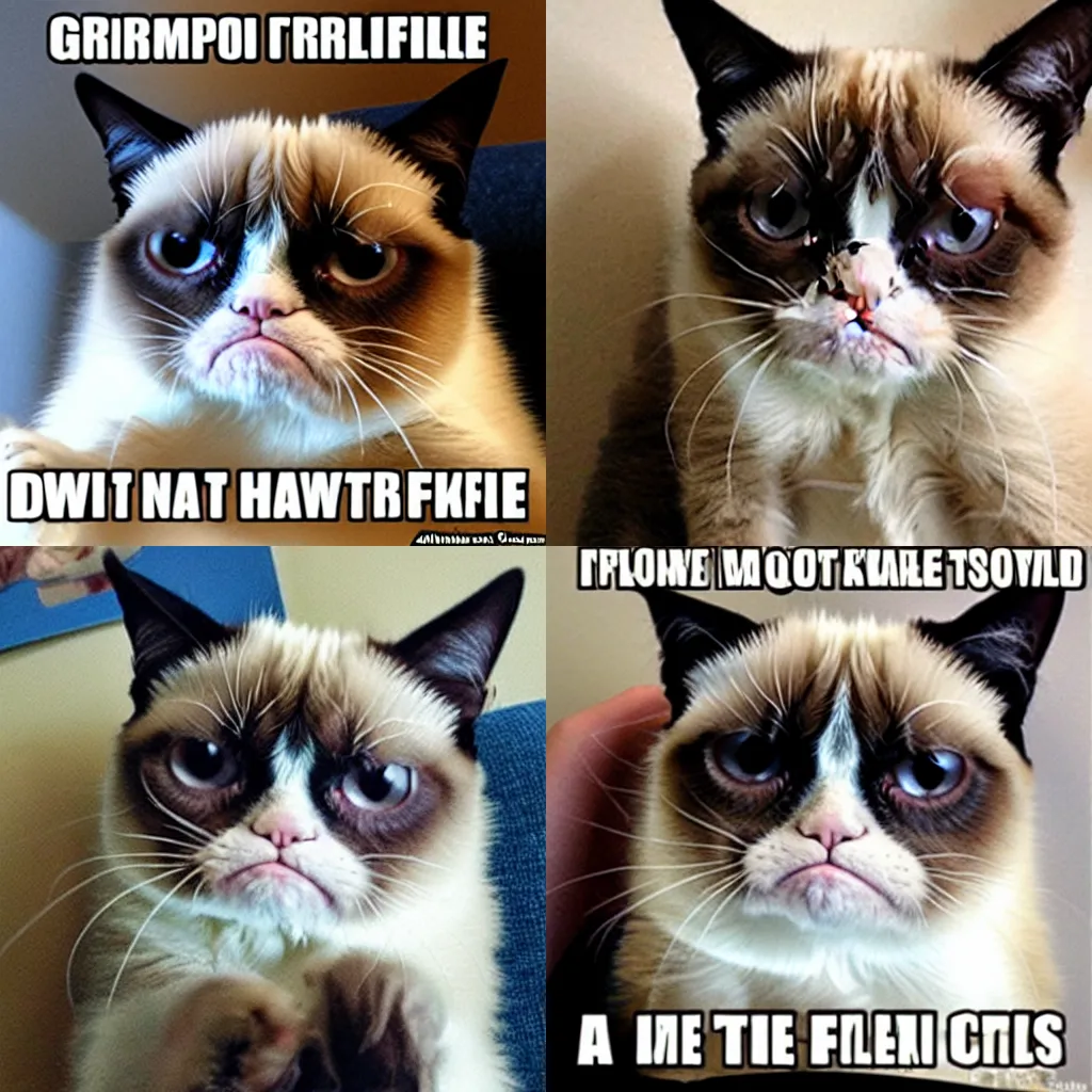 Prompt: grumpy cat trollface