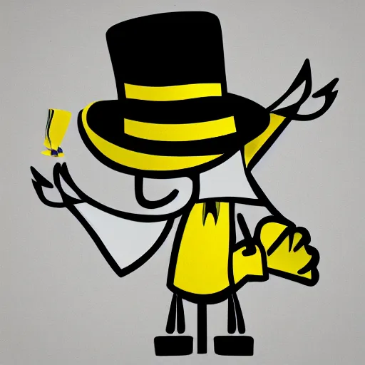 Image similar to Yellow smug man with a fedora and wings, mafia