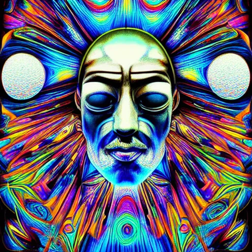 Image similar to psychedelic ; trippy ; acid trip ; artgerm ; salvadore dali ; surreal ; abstract ; lsd ; jesus christ ; ascension ; symmetrical ; mathematical