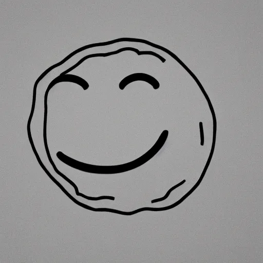 Prompt: primitive one line illustration of thumb up red eyed smiling emoji