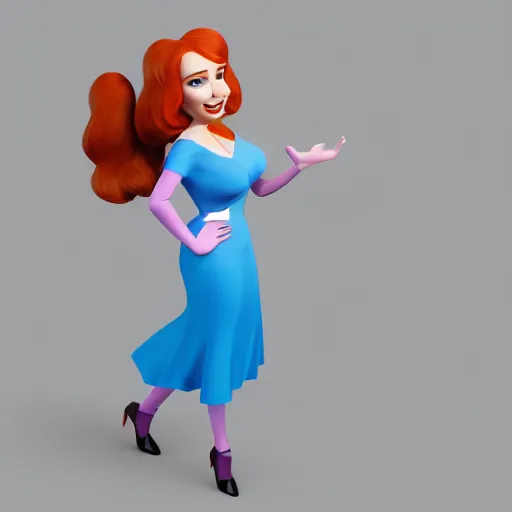 Image similar to Christina Hendricks as Disney Pixar character, 3d render, 4k,