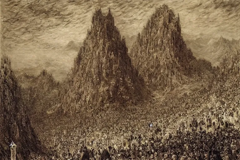 Image similar to a kingdom of excess and lavish life by gustave dore by claude monet