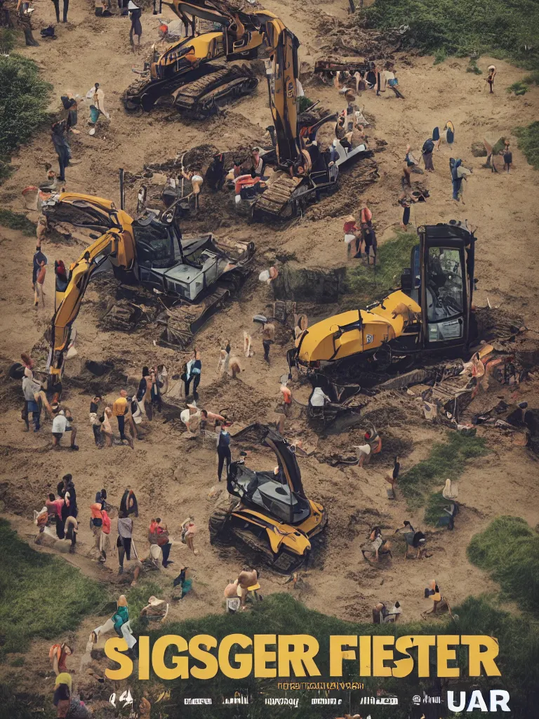 Prompt: poster for the diggerfest festival, in the uk, summer, diggers, teen vogue, 8 k, high detail, center of focus, rule of thirds, composition, y 2 k aesthetic