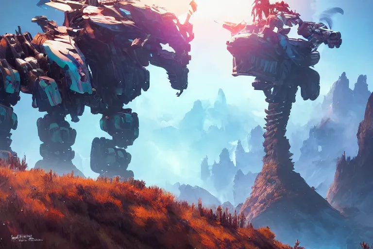 Image similar to tremortusk machine mecha animal beast robot of horizon forbidden west horizon zero dawn bioluminiscence, behance hd by jesper ejsing, by rhads, makoto shinkai and lois van baarle, ilya kuvshinov, rossdraws global illumination