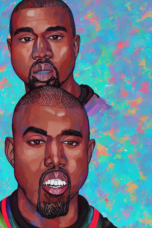 Image similar to Kanye West portrait by Hikari Shimoda, 4k