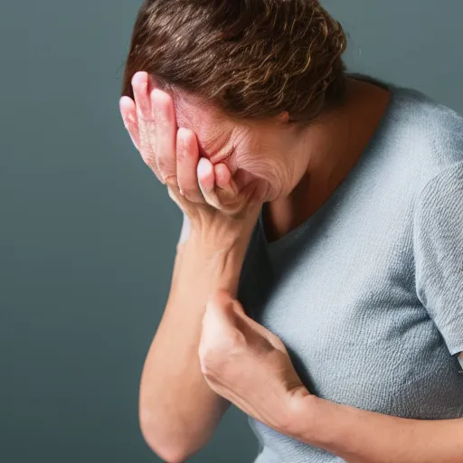 Prompt: photo of a woman using sandpaper to rub her eyes, sharp focus