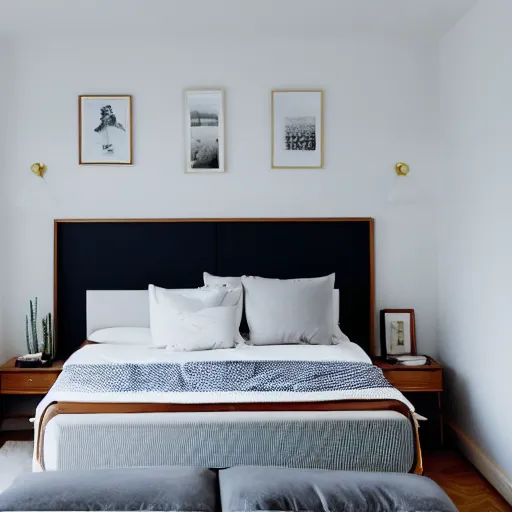 Prompt: Beautiful Photograph of a bedroom with a computer on a table and a mattress standing against the wall, wideshot, longshot, fullshot