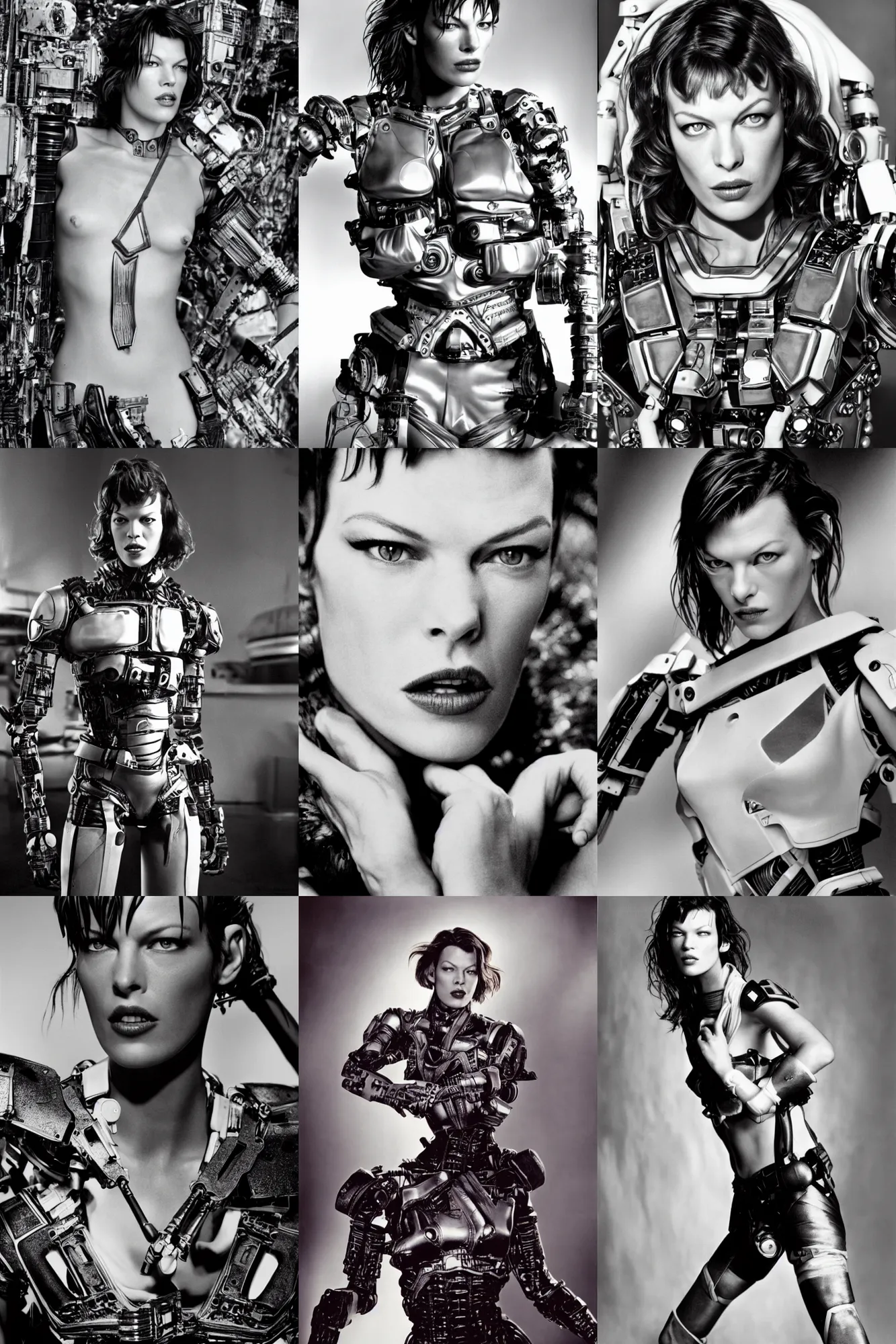 Prompt: photo of Milla Jovovich as a Borg by Ansel Adams, highly detailed, 8k, wide shot, f8