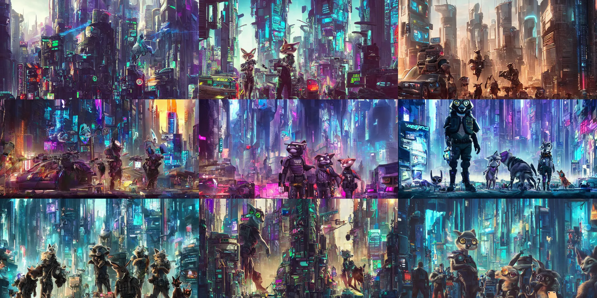 Prompt: cyberpunk zootopia