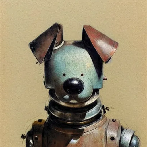 Image similar to (((((1950s robot box shaped k9 dog. muted colors.))))) by Jean-Baptiste Monge !!!!!!!!!!!!!!!!!!!!!!!!!!!