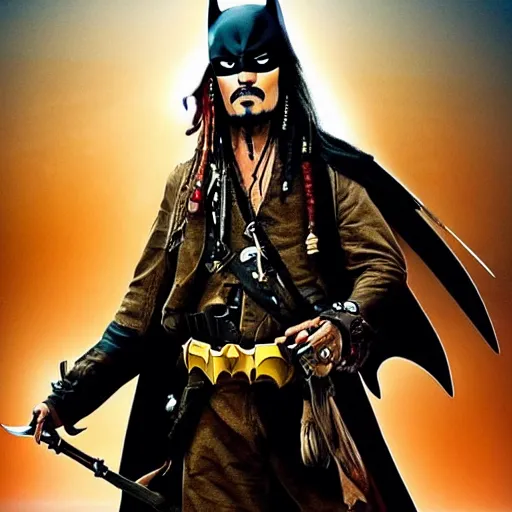 Image similar to jack sparrow as batman, ultrarealistic