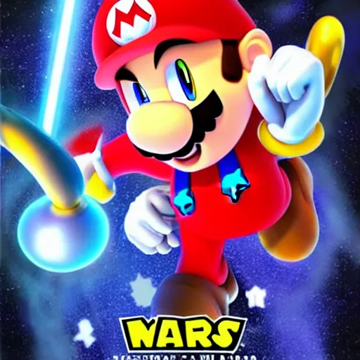 Image similar to super mario, kirby, sonic the hedgehog, super smash bros, star wars themed movie poster high detail accurate eyes and good gesture poses, pokemon anime cartoon style