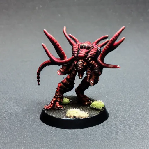 Prompt: Tyranid Anomalocaris, painted warhammer 40k miniature