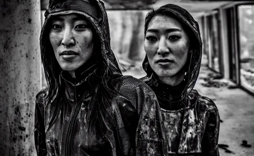 Image similar to cinestill 5 0 d candid photographic portrait by stanley kubrick of dichen lachman as a cyborg wearing rugged black mesh techwear on a dirtbike through an abandoned mall, extreme closeup, modern cyberpunk moody emotional cinematic, snow storm god rays, 8 k, hd, high resolution, 3 5 mm, f / 3 2, ultra realistic faces, ex machina