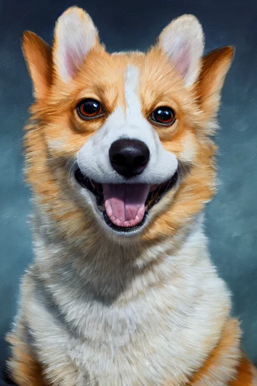 Image similar to master chief as a corgi, oil on canvas, intricate, portrait, 8 k highly professionally detailed, hdr, cgsociety