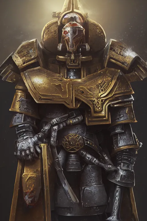 Image similar to armor portrait heros warhammer 4 0 k horus heresy fanart - the primarchs emperor by johannes helgeson animated with vfx concept artist & illustrator global illumination ray tracing hdr fanart arstation zbrush central hardmesh 8 k octane renderer comics stylized