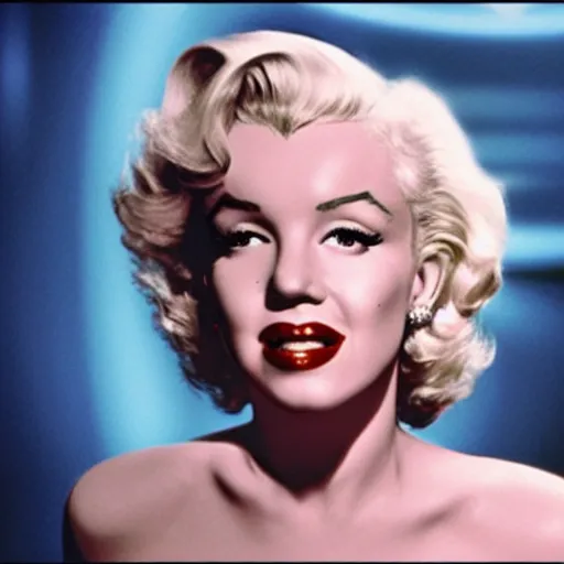 Image similar to movie film still of Marilyn Monroe as Deanna Troy in a new Star Trek The Next Generation movie, cinematic
