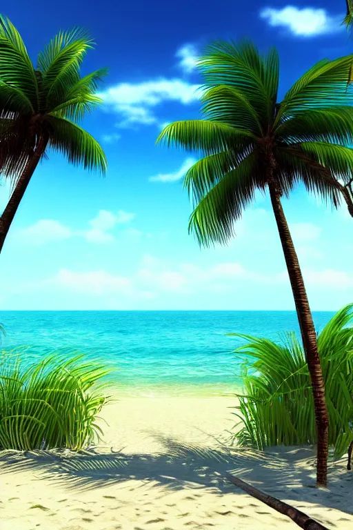 Prompt: beach, ocean, palm trees, sunshine, first person view, scenery wallpaper aesthetic, beautiful, cinematic, dramatic, super detailed and intricate, hyper realistic, 4 k render, by satoshi kon, by kentaro miura