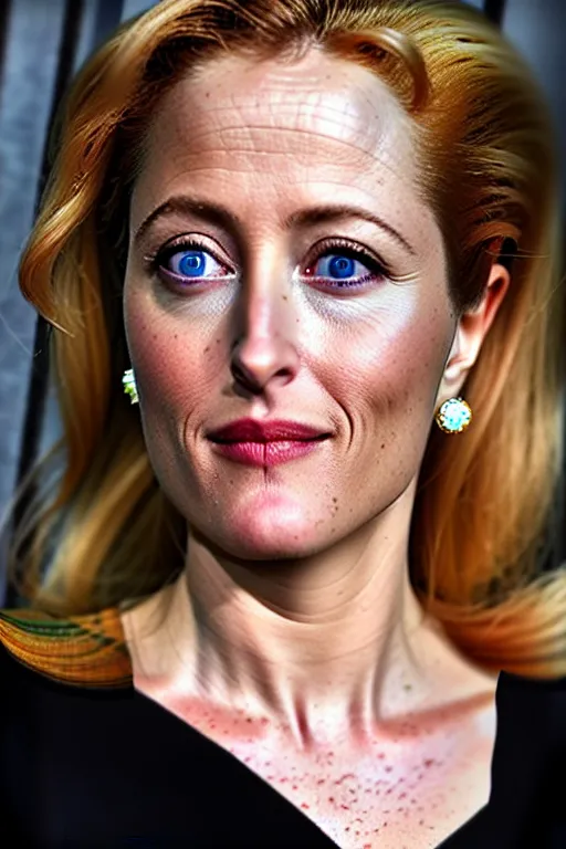 Image similar to gillian anderson as a grey alien