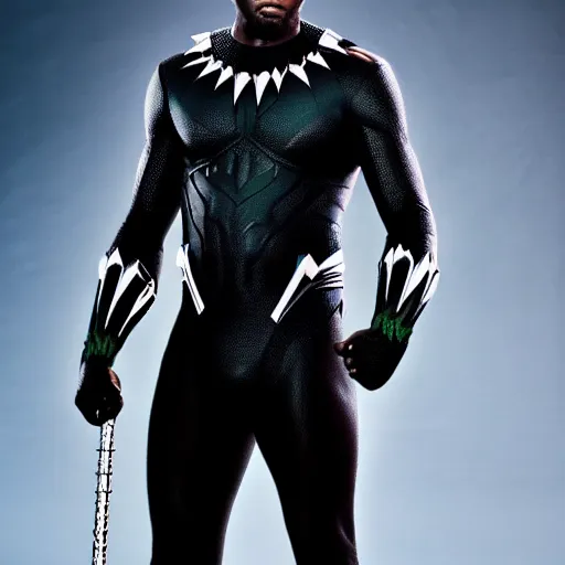 Image similar to william jackson harper as black panther. professional high budget studio portrait