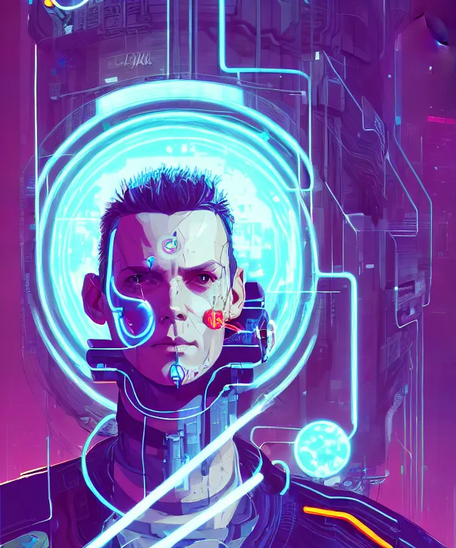 Image similar to a portrait of a male cyberpunk netrunner wearing a hadron collider, fantasy, elegant, digital painting, artstation, concept art, matte, sharp focus, illustration, art by josan gonzalez